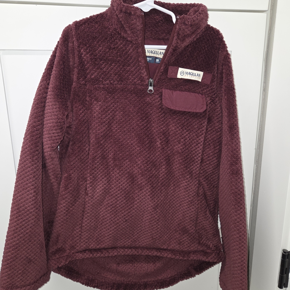 Magellan Outdoors Kids Plush Half-Zip Jacket in Burgundy